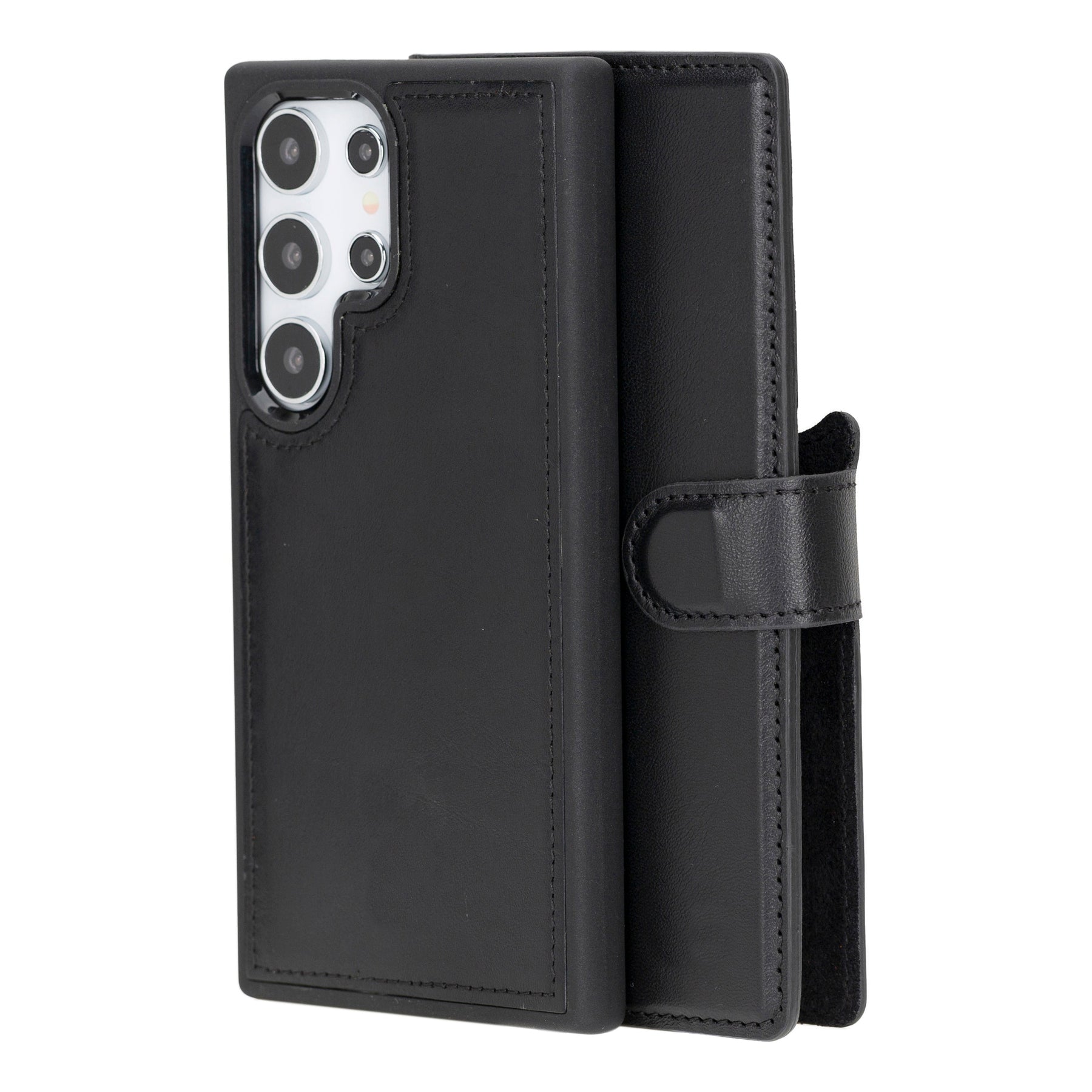 Magische Samsung Galaxy S24-Serie, abnehmbare Echtleder-Brieftaschenhülle – MW