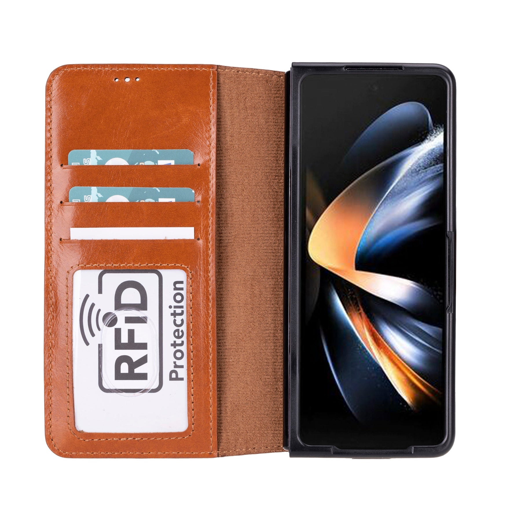 Brieftaschenetui Samsung Nicht abnehmbare Brieftaschenetui aus echtem Leder - WC