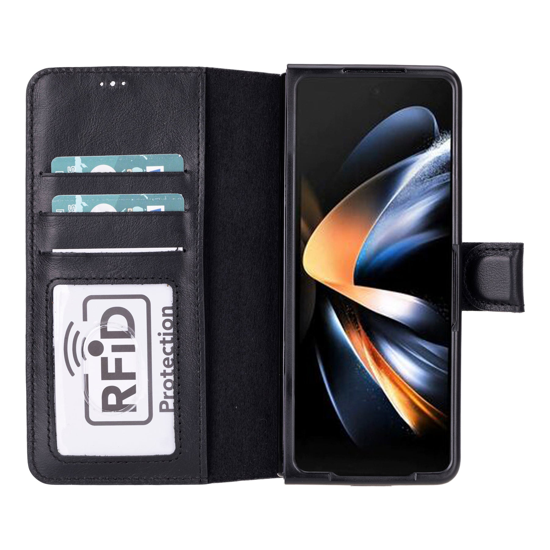 Brieftaschenetui Samsung Nicht abnehmbare Brieftaschenetui aus echtem Leder - WC