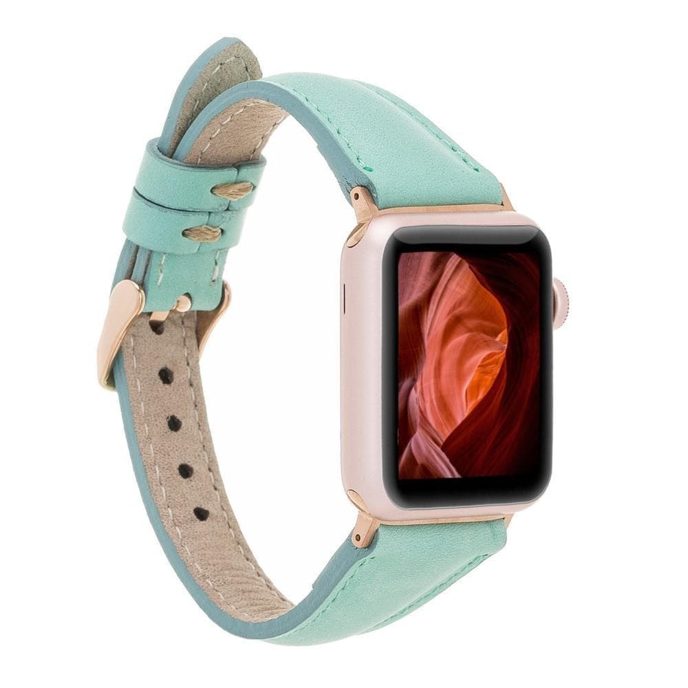 Klassisches, schlankes Apple-Watch-Armband aus echtem Leder