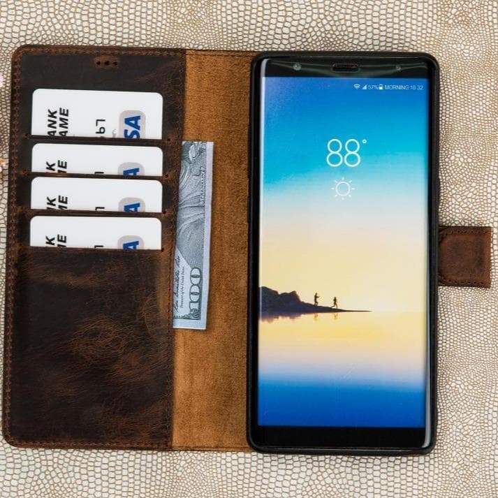Magische abnehmbare Samsung-Brieftaschenhülle aus echtem Leder – MW