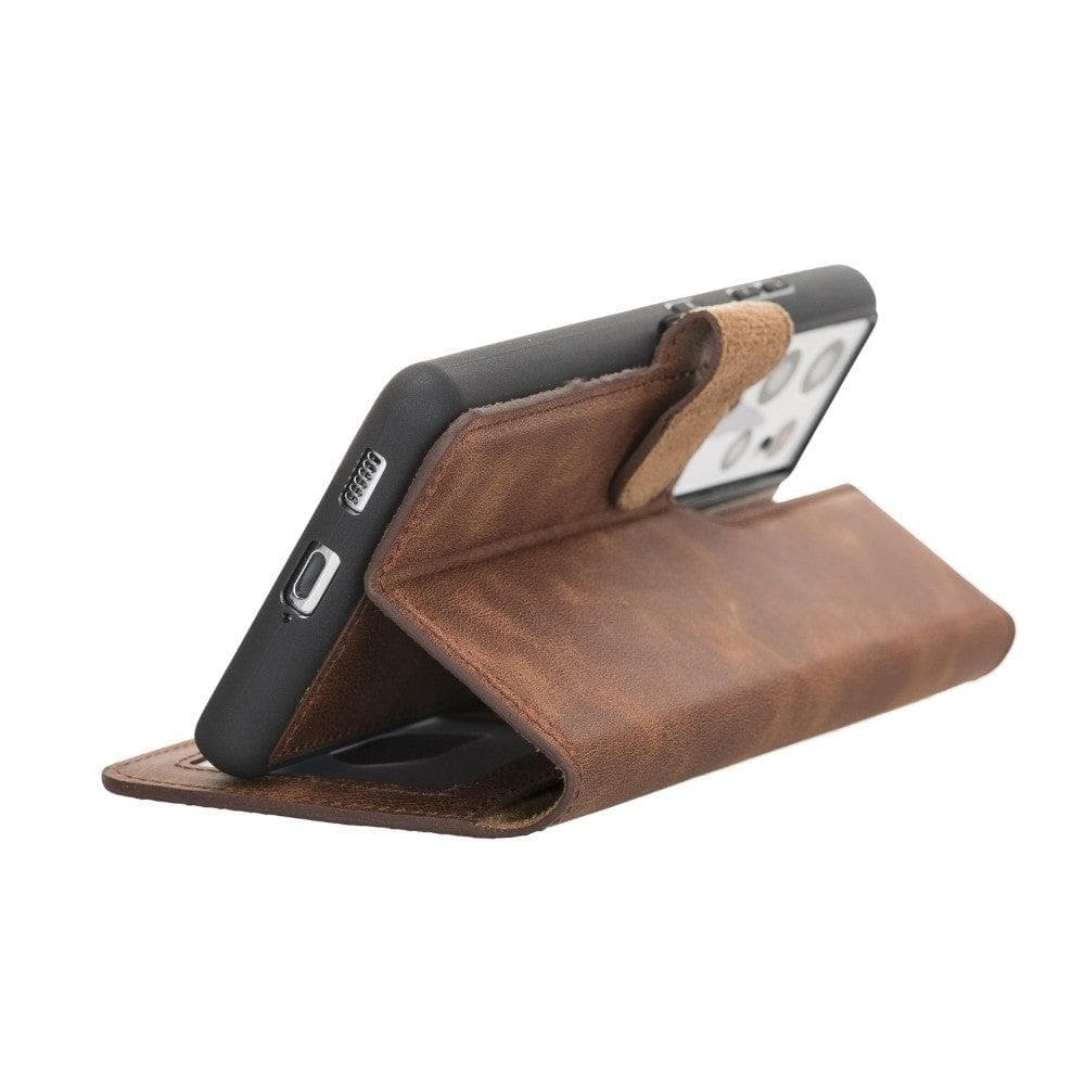 Magische Samsung Galaxy S21-Serie, abnehmbare Echtleder-Brieftaschenhülle – MW