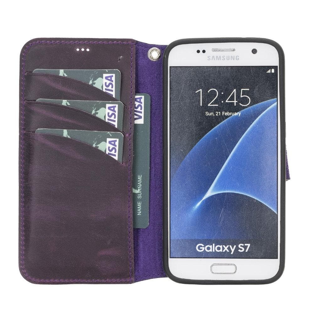 Brieftaschenetui Samsung-Serie Nicht abnehmbares Brieftaschenetui aus echtem Leder - WC