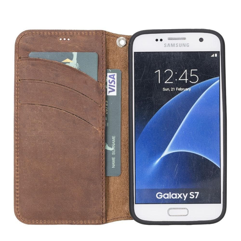 Brieftaschenetui Samsung-Serie Nicht abnehmbares Brieftaschenetui aus echtem Leder - WC