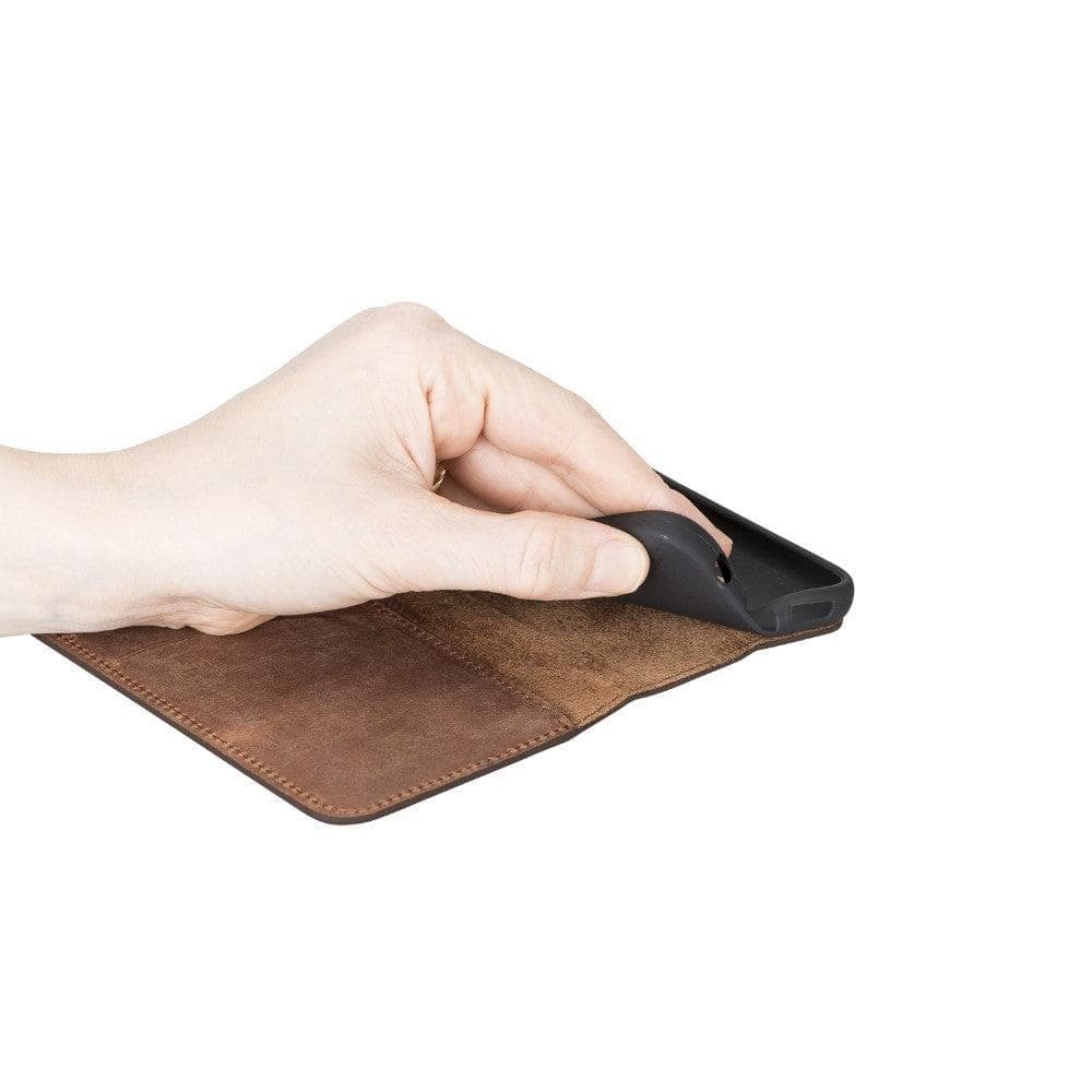 Brieftaschenetui Samsung-Serie Nicht abnehmbares Brieftaschenetui aus echtem Leder - WC