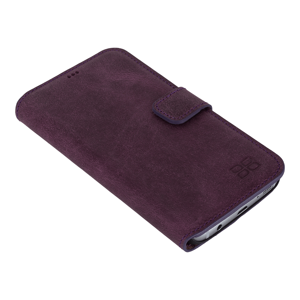 Brieftaschenetui Samsung-Serie Nicht abnehmbares Brieftaschenetui aus echtem Leder - WC