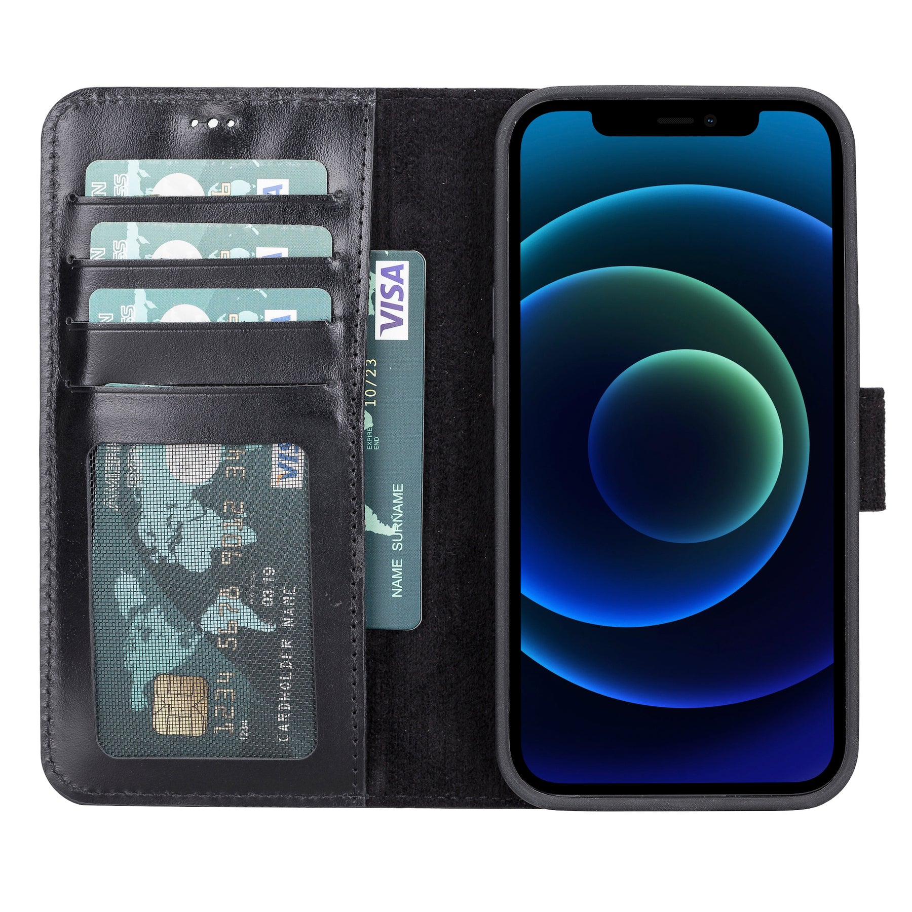 iPhone 13 hoesje zwart leer