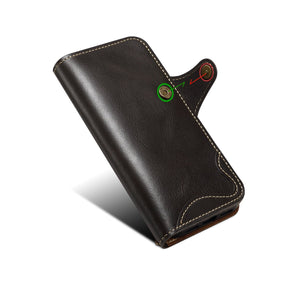 Binnenkant van leren iPhone-hoesje met pasjesvak