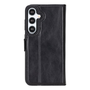 Magische Samsung Galaxy S24-Serie, abnehmbare Echtleder-Brieftaschenhülle – MW