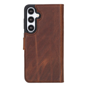 Magische Samsung Galaxy S24-Serie, abnehmbare Echtleder-Brieftaschenhülle – MW