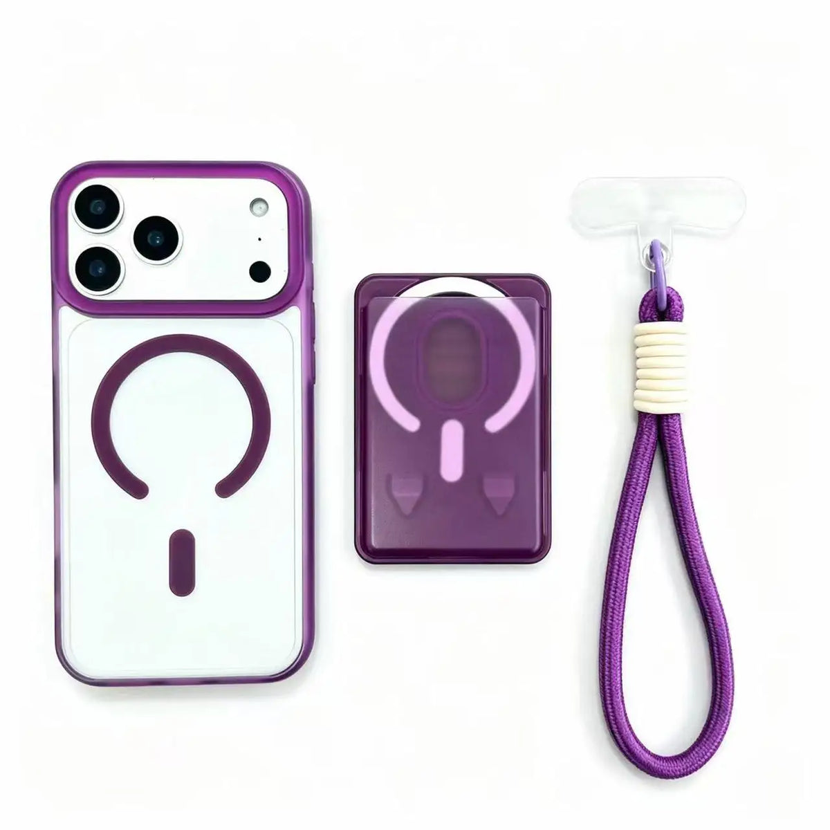 Transparant iPhone-hoesje met ingebouwde portemonnee en polsband