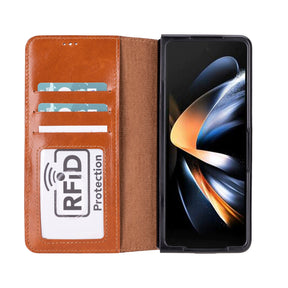 Brieftaschenetui Samsung Nicht abnehmbare Brieftaschenetui aus echtem Leder - WC