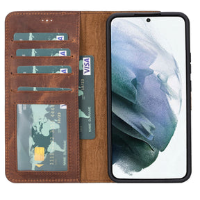 Magische Samsung Galaxy S23-Serie, abnehmbare Echtleder-Brieftaschenhülle – MW