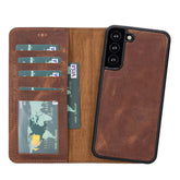 Magische Samsung Galaxy S22-Serie, abnehmbare Echtleder-Brieftaschenhülle – MW