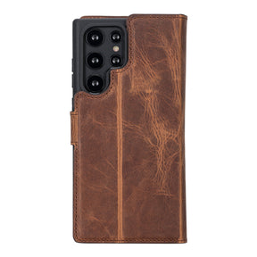 Magische Samsung Galaxy S23-Serie, abnehmbare Echtleder-Brieftaschenhülle – MW