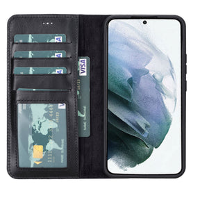Magische Samsung Galaxy S23-Serie, abnehmbare Echtleder-Brieftaschenhülle – MW