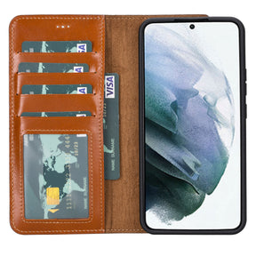 Magische Samsung Galaxy S23-Serie, abnehmbare Echtleder-Brieftaschenhülle – MW