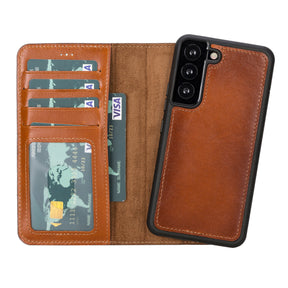 Magische Samsung Galaxy S23-Serie, abnehmbare Echtleder-Brieftaschenhülle – MW