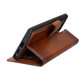Magische Samsung Galaxy S23-Serie, abnehmbare Echtleder-Brieftaschenhülle – MW