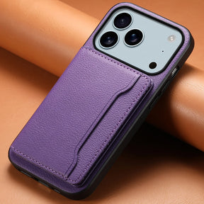 Achterzijde van vegan leren iPhone hoesje met kaartvak