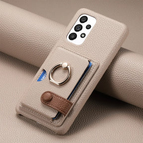 Telefoonhoesje met Pasjesvak en Ring Lerenlook
