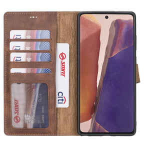 Magische Samsung Galaxy Note 20-Serie, abnehmbare Echtleder-Brieftaschenhülle – MW