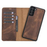 Magische Samsung Galaxy S21-Serie, abnehmbare Echtleder-Brieftaschenhülle – MW