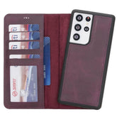 Magische Samsung Galaxy S21-Serie, abnehmbare Echtleder-Brieftaschenhülle – MW