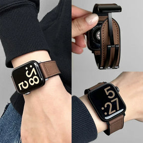 Leren smartwatchbandje in detail weergegeven