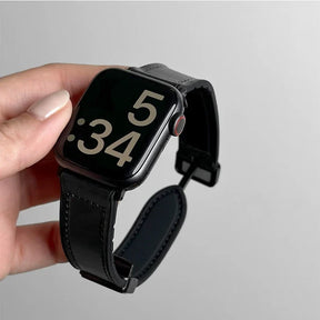 Verstelbaar smartwatchhorlogebandje met leren afwerking