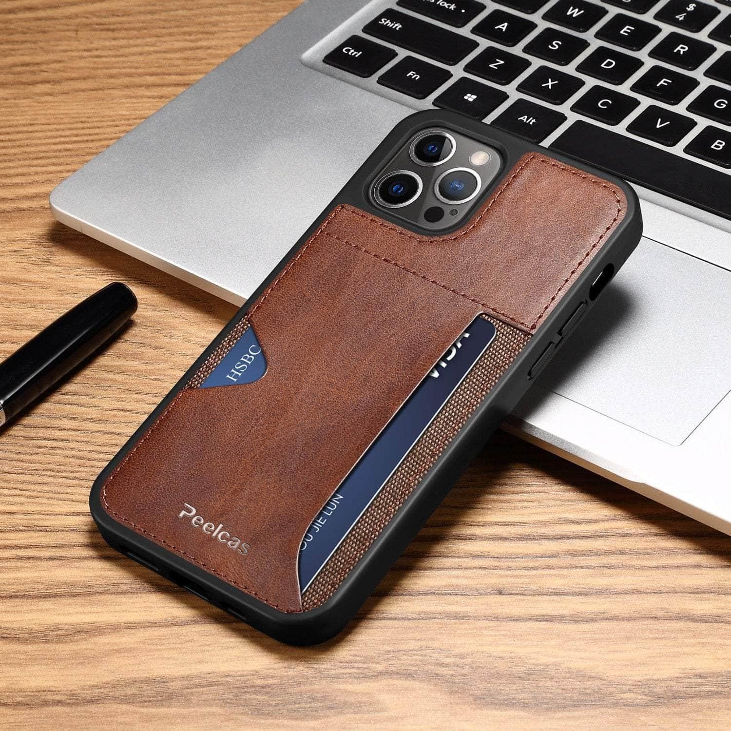 iPhone 14 hoesje met kaartvak vanuit de voorzijde bekeken