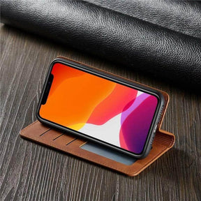 Beschermend leren telefoonhoesje voor iPhone 11 in flipmodel