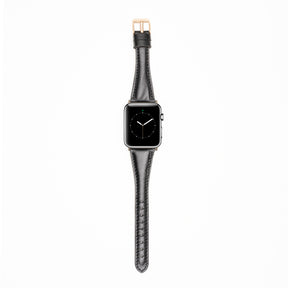 Leren Bandje Apple Watch S - Rustiek Zwart - Oblac