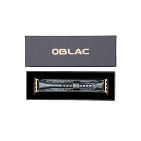 Leren Bandje Apple Watch S - Rustiek Zwart - Oblac